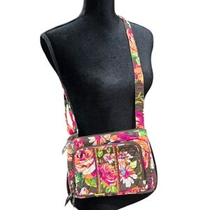 Vera Bradley Little Hipster Crossbody Purse With Card Slots Brown/Pink